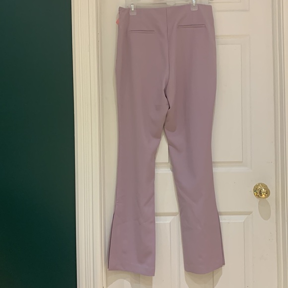 Mauve (not pink) coloured high rise ladies dress pants with flared leg and slit - Picture 2 of 3